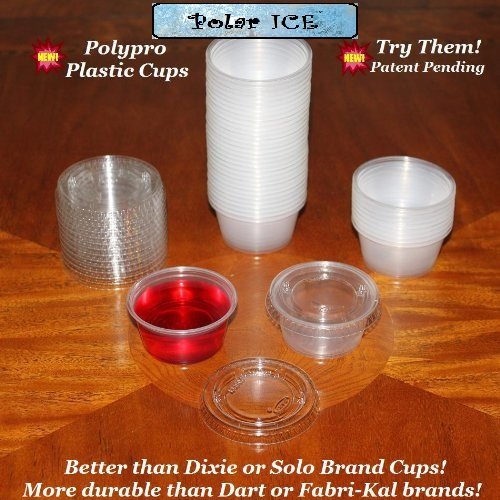 Polar Ice Disposable Plastic Glasses with Lids, 2-Ounce, Translucent, 500-Pack image